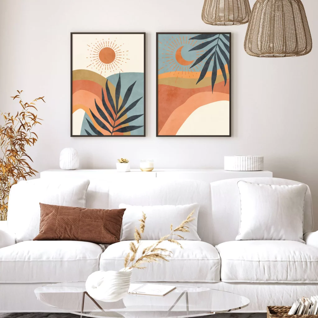 Тропические бохо постеры солнце и луна украсить спальню модерн art set 1